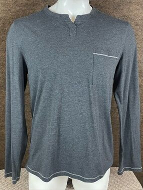 Lahgo Shirt Mens Medium Grey Pima Cotton Long Sleeve Lightweight B38